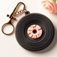 Gantungan kunci CD musik Mini vinil PVC lembut kecil kode Qr kustom