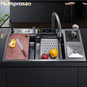 Lavello da Cucina a Cascata Grande da 36 Pollici, 114x46 cm, Multifunzione in Acciaio Inox 304 con Set Rubinetto e Vasca Singola Profonda - Product Image 3