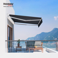 Auvents pliables Hooeasy pour l'extérieur, auvents rétractables en tissu gris pour le jardin