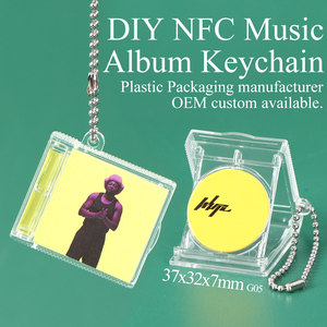SUNSHING Bulk Custom NFC Mini CD Photo Album Keychain DIY NFC Music Album Tag Keychain Mini CD DVD <b>Case</b> Key Ring Pendant - Product Image 1