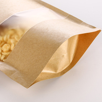 Sachet alimentaire laminé refermable avec fermeture éclair, pochette autoportante en papier kraft pour café avec fenêtre transparente