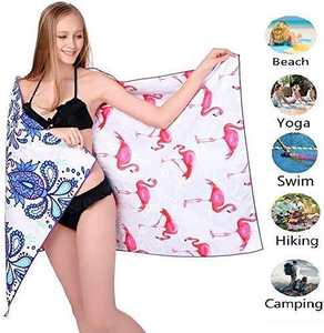 Toalla de microfibra de punto lisa personalizada al por mayor con logo impreso digitalmente por sublimación, de gran tamaño, sin arena, de secado rápido, para piscina y cabana. - Product Image 2