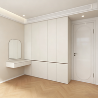 Armoire en L personnalisée avec bureau et coiffeuse, rangement intégré, couleur sur mesure, portes en MDF, meuble de chambre assemblé pour villa