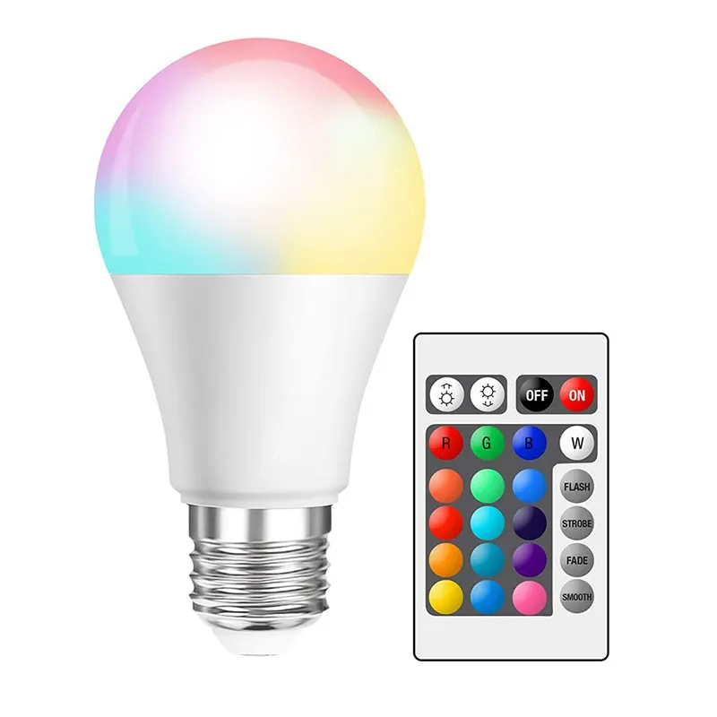 Wireless Smart RGB LED Light Bulb with Remote Controlling, A60 7W Dimmable E27 LED Bulb