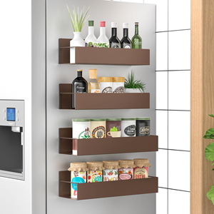 4 Pack Moveable Fridge Magnetic <b>Spice</b> Storage Rack Organizer Holder New Style Carbon Steel <b>Spice</b> Rack for Kitchen Refrigerator - Product Image 1