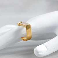 Großhandel Trendiger Schmuck Einfacher Blanko-Siegelring 18K Vergoldet Glänzender Quadratischer Edelstahl Flacher Ring