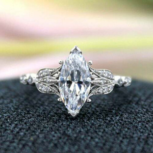 Anello con Accento a Marquise Lucido per Donne, Elegante Stile Occidentale, Accessorio da Dito per Feste e Matrimoni, Regalo - Product Image 1