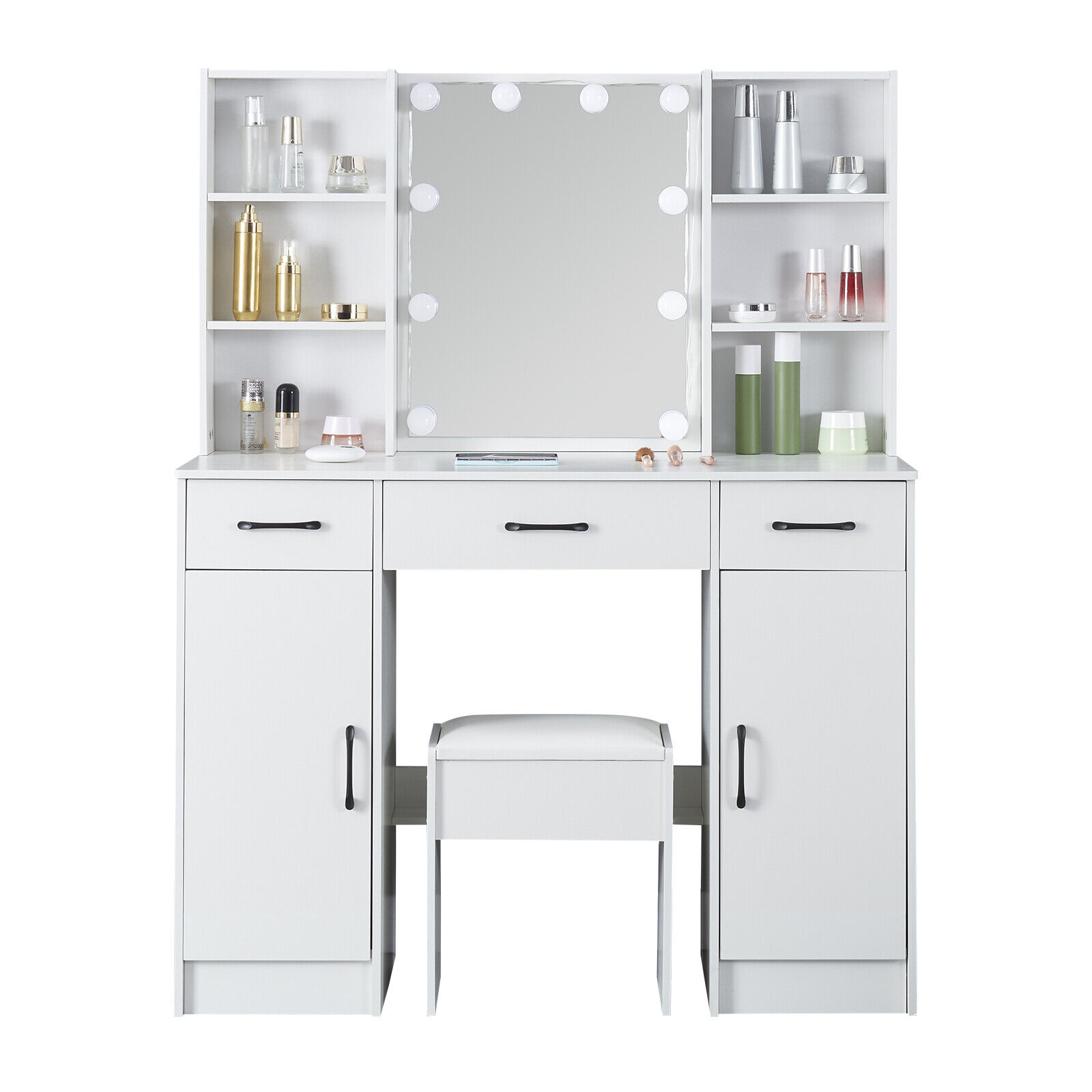 Commode Simple Miroir Miroir Meubles Coiffeuse Ensemble Vanité Led Miroir Tabouret Salon Coiffeuse Tiroirs Lumières