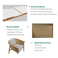 Ensemble table et chaises de jardin modernes en alliage d'aluminium, avec coussins imperméables et résistants aux UV, pour usage hospitalier