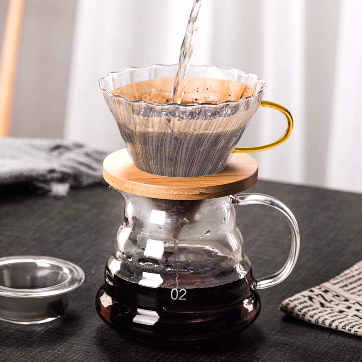 Drip Coffee Maker Funnel Accessories Dripper Cone Glass Pour Over