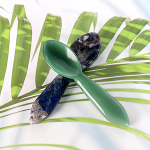 Cuillère en pierre précieuse naturelle sculptée à la main, cristal de guérison, cuillère à dessert et à café pour la décoration intérieure, vente en gros - Product Image 2