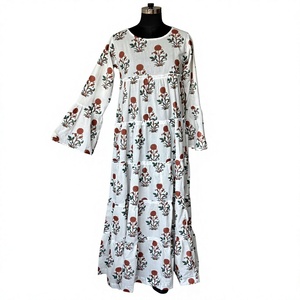 Women's <b>Bohemian</b> <b>Summer</b> Breathable ODM Floral Print Tiered Mini Babydoll <b>Dress</b> with Puff Sleeves 100% Cotton A-Line Silhouette - Product Image 2