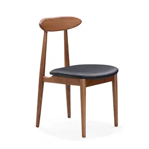 Cadeira elegante de restaurante clássico, cadeira de café com estofado de couro preto
