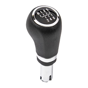 Car Gear <b>Shift</b> <b>Knob</b> 5 Speed 6 Speed Leather Ergonomic Black Silver Bar Chevrolet Fitment - Product Image 2