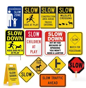 Özel sokak yavaş yansıtıcı pas ücretsiz alüminyum işareti sürücü hareketli araç uyarısı uyarı yavaş güvenli yol işaretleri sokak dikkatli