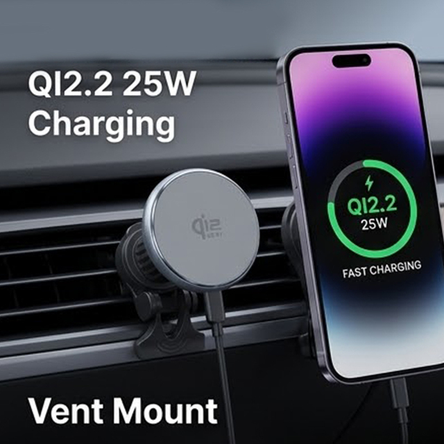 Magnetic Car Wireless Charger 25W Fast Charging Phone Holder Air Vent Mount with Painted Finish for iPhone 17 for Samsung S26