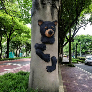 In resina nero orso albero hangger appeso cortile ornamento giardino decorazione all'aperto statua - Product Image 3