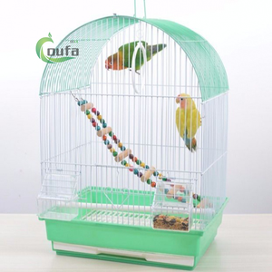 Cage à oiseaux pour perroquet de jardin en fer vintage avec boîte à nourriture avec poteau debout. - Product Image 5