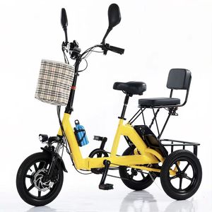 Tricycle électrique pliable de 16 pouces pour adultes, cadre en aluminium, moteur sans balais, 7 vitesses, panier, batterie lithium intégrée 48V 10.4AH, frein à disque - Product Image 1