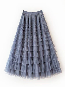 2026 women's new fashion slim <b>mesh</b> pleated <b>skirt</b> casual daily cake print spring/summer half <b>skirt</b> - Product Image 4