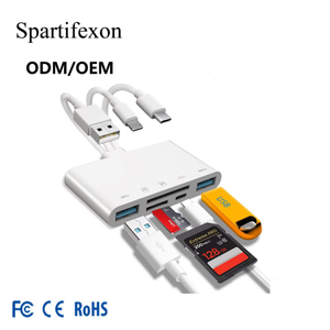 เครื่องอ่านการ์ดหน่วยความจำ 5-in-1 อะแดปเตอร์ USB OTG เครื่องอ่านการ์ด SD สำหรับโทรศัพท์/แท็บเล็ต อุปกรณ์ USB-C/USB-A ช่องใส่ Micro SD ชาร์จไฟ เครื่องพิมพ์ - Product Image 1