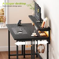 Table pliante économique de 31,5 pouces, facile à assembler, avec support ergonomique pour écran et LED, pour petits espaces, bureau d'ordinateur étroit noir