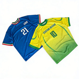 Maillot de football brésilien pour homme, coupe classique, avec logo personnalisé, 100 % polyester, impression par sublimation, écologique, séchage rapide, couleur unie - Product Image 1