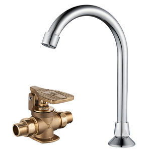 <span class=keywords><strong>Robinet</strong></span> à col de cygne en laiton robuste à commande au pied, pivotant à 360 degrés, <span class=keywords><strong>avec</strong></span> pédale mains libres pour lavabo commercial, hôpital, laboratoire, <span class=keywords><strong>cuisine</strong></span> - Product Image 5