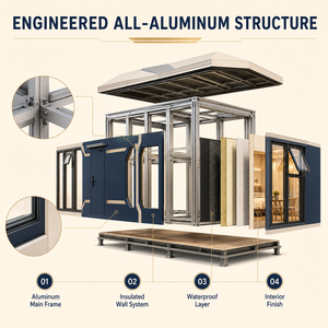 Maisonnette préfabriquée moderne entièrement en aluminium avec fenêtres panoramiques pour hôtel de villégiature, <span class=keywords><strong>camping</strong></span> de glamping et villa - Product Image 4