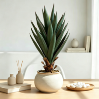 Plante artificielle Agave Bonsaï de 50 cm en plastique et sisal, plante Agave en sisal artificiel pour la décoration de table intérieure