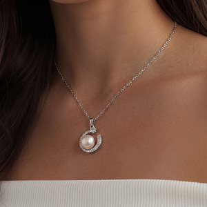 Collar con Colgante de Perla Natural de Agua Dulce con Estrella y Luna Romántica, Chapado en Plata, Joyería de Cobre, Gargantilla de Luna Creciente para Mujer, Regalo - Product Image 2