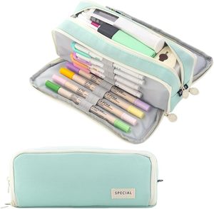 Grande trousse à crayons en tissu, 3 compartiments, grande capacité pour les étudiants, l'école et le bureau - Product Image 6