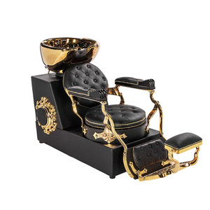 Sillón Reclinable de Lujo Color Crema para Lavado de Cabello con Lavabo de Cerámica para Centros de Spa y Cuidado de la Piel Premium - Product Image 2