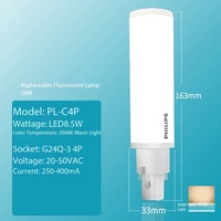 Tube lumineux LED à brancher, prise horizontale 2 broches 2P, ampoule maïs, lampe G24, lampe à économie d'énergie 2U 3U, ampoule colonne LED 4P