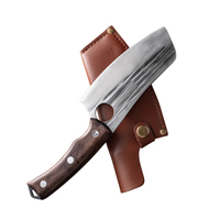 Couteau à découper pour abattage de 6 pouces Ustensiles de cuisine Couperet Couteau de chef en acier inoxydable 50cr15 Couteau à désosser Boucher avec étui en cuir