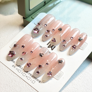 Juego <span class=keywords><strong>de</strong></span> 10 <span class=keywords><strong>Uñas</strong></span> Postizas Hechas a Mano con Pegamento, Acrílicas, Cobertura Completa, <span class=keywords><strong>Precio</strong></span> <span class=keywords><strong>de</strong></span> Fábrica - Product Image 3