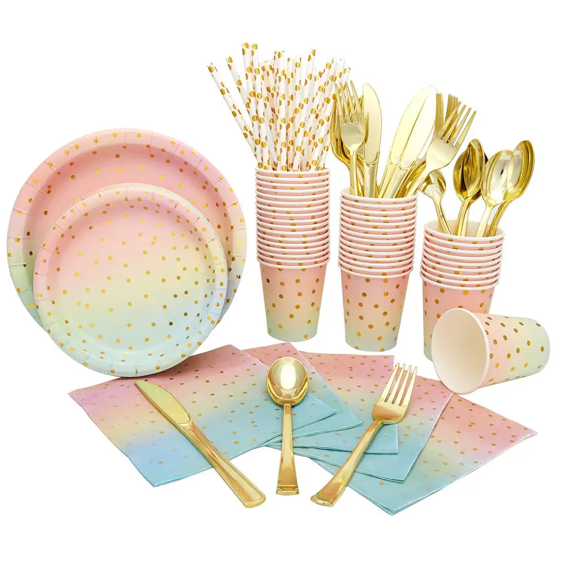 Hot Sale 25 Pieces Party Supplies Serves 25 Sets for Wedding Bridal Shower Engagement Birthday Party tableware sets