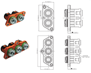 ขั้วต่อสายไฟ3ช่องรับส่ง200A แบบมี300A 250A สำหรับสายหุ้มฉนวนสำหรับตัวควบคุมมอเตอร์ EV UVW - Product Image 5