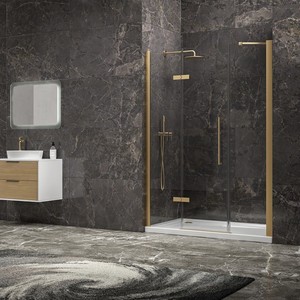 Kamalu KT6000G Porte de douche battante avec 2 panneaux fixes 170cm Couleur or brossé - Product Image 2