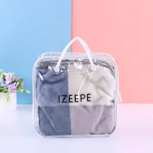 Transparent PVC fermeture éclair maison Textile lit sac couverture emballage sac oreiller couette drap sac de rangement