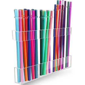 Acrylic Straw Holder 3 Tier Adjustable Height Cabinet Wall Mounted Storage <b>Rack</b> For <b>Kitchen</b> Organization - Product Image 1