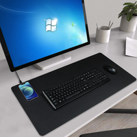 Tapis de bureau en cuir PU de qualité supérieure, multifonctionnel, avec chargeur sans fil Qi 15W, charge rapide pour smartphone, grande taille, efficace