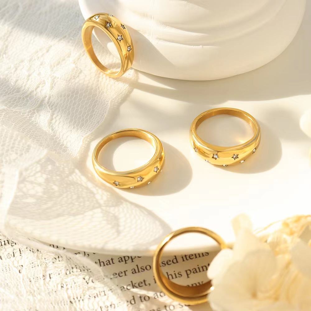 Vintage Stainless Steel Mantian Star Inset Zircon Titanium Steel