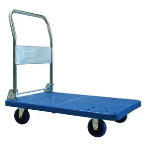 Wholesale Industrial 300kg Loading Storage Foldable Plastic Hand Carts Trolleys Heavy Duty