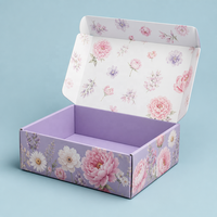 Caja de Cartón Corrugado para Envíos, Impresión a Todo Color en el Interior y Exterior, Diseño Floral de Peonías Vintage, Venta al Por Mayor, Caja de Embalaje para Regalos