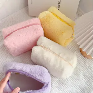 Terry Cloth Velvet Teddy Travel Lazy Makeup Bags For Women Quilted Multiple Function Cosmetic Pouch Bag Makeup Bag Fabric Velvet