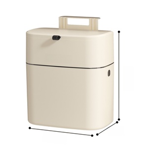 Cesto de Basura para Colgar en la Pared de la Cocina, Color Blanco Crema, con Tapa, Adhesivo sin Rastro de Plástico PP, para Uso Doméstico - Product Image 5