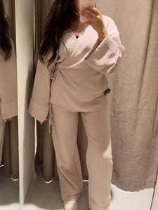 GX&ZA Nuovo Completo Primaverile ed <span class=keywords><strong>Estivo</strong></span> da Donna: Giacca <span class=keywords><strong>Doppiopetto</strong></span> Stile Kimono e Pantaloni Taglie Forti alla Moda - Product Image 2