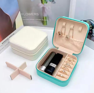 Customized Logo Luxury PU Leather Travel Zipper Jewelry <b>Box</b> Portable Earring Necklace Gift <b>Storage</b> <b>Box</b> - Product Image 3