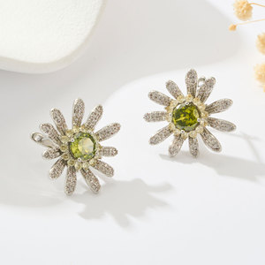 Daisy Stud Earrings Copper Alloy Micro Pave Zirconium Inlay S925 Silver Needle Multiple Colors Flower Shape Fashion Jewelry - Product Image 4